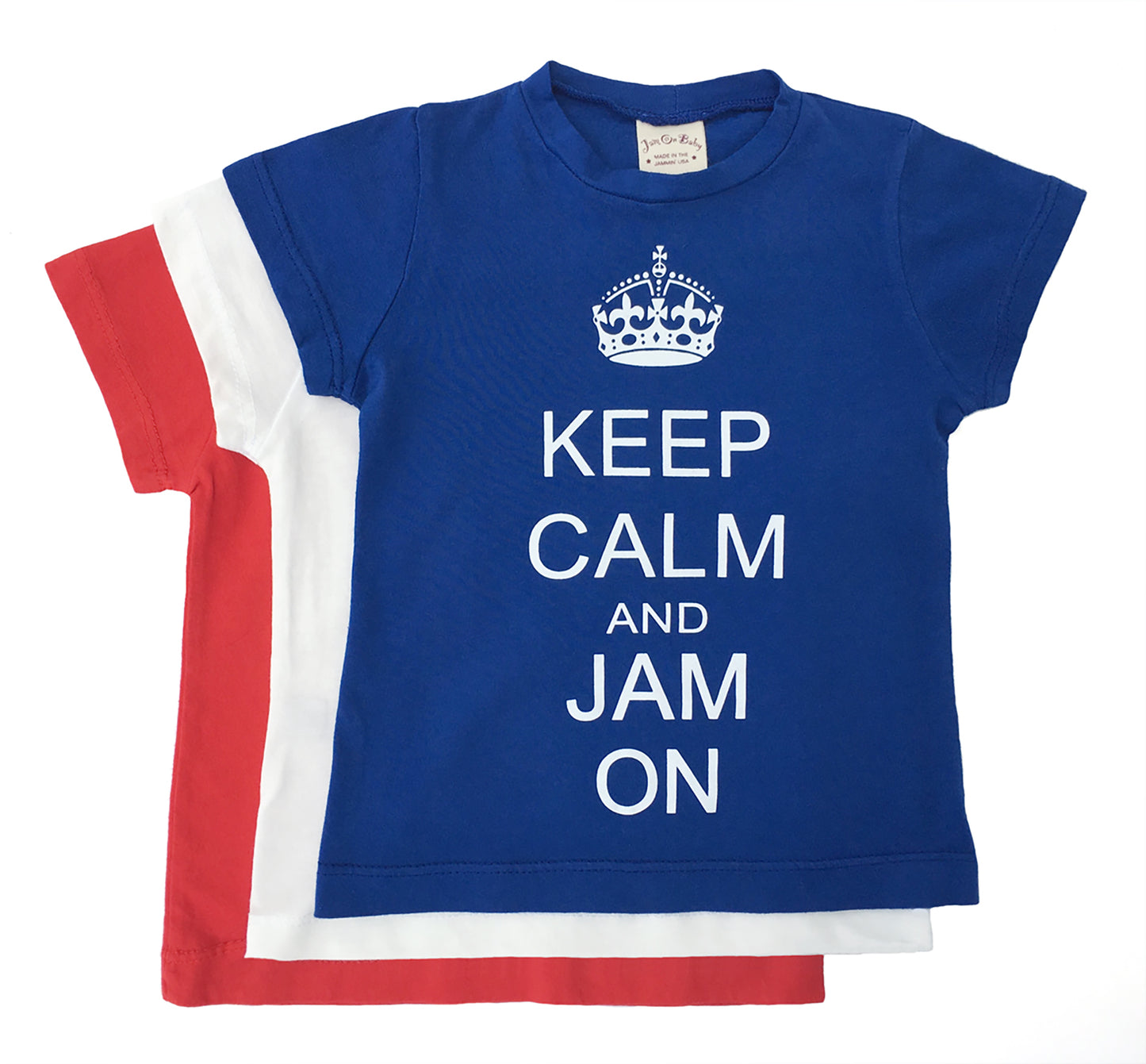 Super soft, fine jersey cotton tees, made with the traditional hand screen printing process. "Keep Calm and Jam On" has been our slogan getting through the 'challenges of life', and that no matter how challenging the situation is, you will get through it with a little patience. Machine wash cold, low heat or line dry to prevent shrinking Made in the jammin' USA